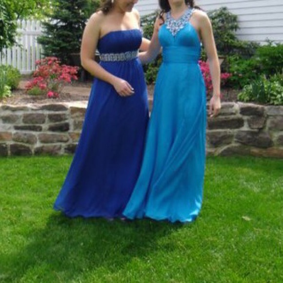 Royal Blue Strapless Prom Dress - Picture 2 of 6